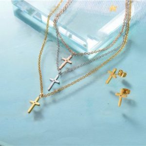 Conjunto mujer acero inoxidable 3 lienzos Cruz