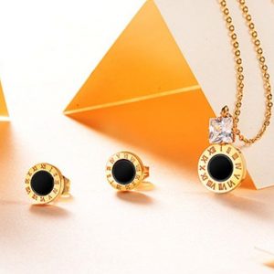 Conjunto mujer acero inoxidable tipo bulgari con zirconia