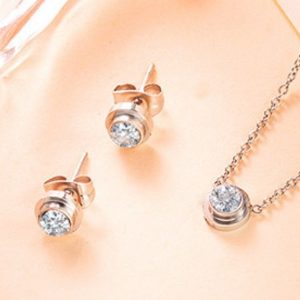 Conjunto plateado mujer acero inoxidable incrustacion zirconia