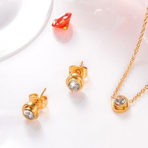 Conjunto mujer acero inoxidable incrustacion zirconia