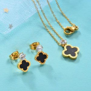 Conjunto mujer acero inoxidable moda trébol