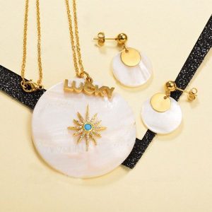 Conjunto mujer acero inoxidable moda concha lucki