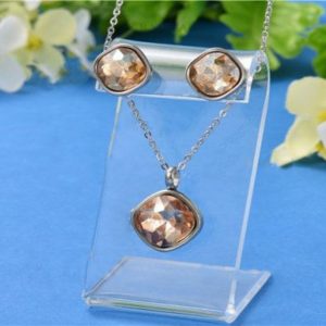 Conjunto mujer acero inoxidable cuadros zirconia