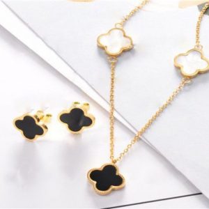 Conjunto mujer acero inoxidable trebol doble vista