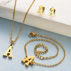 Conjunto mujer acero inoxidable moda letra A