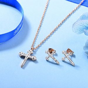 Conjunto mujer acero inoxidable Cruz empastada