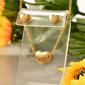 Conjunto mujer acero inoxidable moda corazones