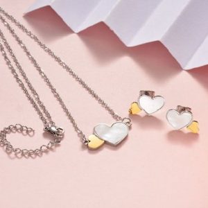 Conjunto mujer acero inoxidable moda corazon doble