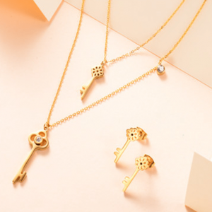 Conjunto mujer acero inoxidable doble lienzo llaves