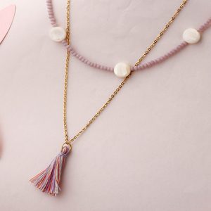 Collar mujer acero inoxidable con piedra lila