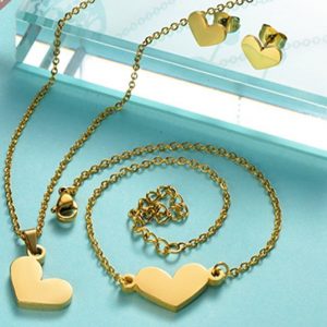 Conjunto mujer acero inoxidable moda Corazon