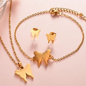 Conjunto mujer acero inoxidable moda mariposas