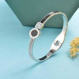 Pulsera mujer color plata tipo bulgari piedra acero inoxidable