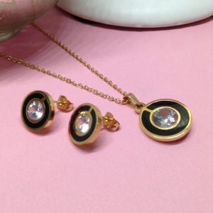Conjunto mujer acero inoxidable moda circulo zirconia