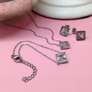 Conjunto mujer acero inoxidable moda cubos