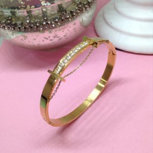 Pulsera mujeres pedreria incrustada acero inoxidable