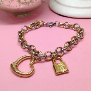 Pulsera mujer acero inoxidable candado y corazon