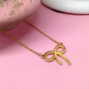 Collar mujer acero inoxidable dije moño