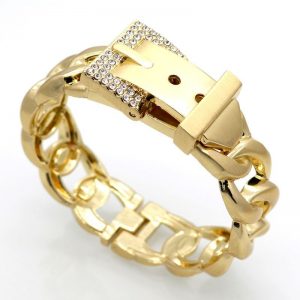 Brazalete Punk Hebilla 18mm dorado, estilo Cartier