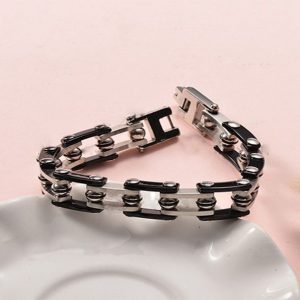 Pulsera caballero negro y blanco mod bicicleta