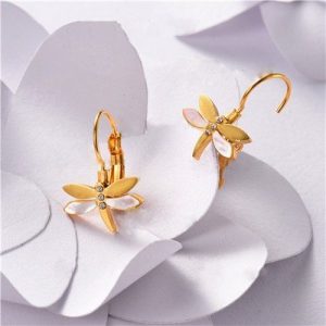 Aretes dorado libelula