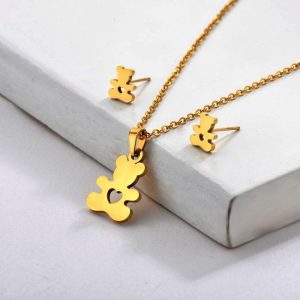 Conjunto collar y aretes osito
