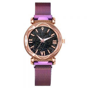 Reloj diamante magnetico purpura