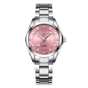Reloj acero inoxidable Chenxi dial rosa