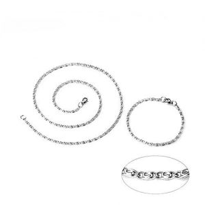 Juego collar y brazalete simple plateado mod kb237