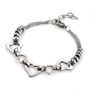 Pulsera corazones plata modelo kb213