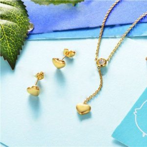 Conjunto collar y aretes modelo corazon kb511A