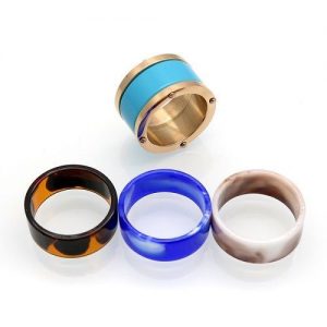 Set Anillo con acrílico intercambiable Rosa oro