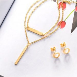 Aretes y collar dorado modelo kb180