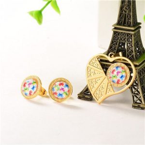Aretes y dije dorado modelo kb185