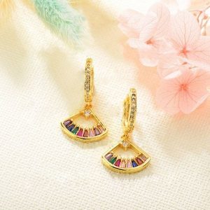 Aretes dorado piedras de colores