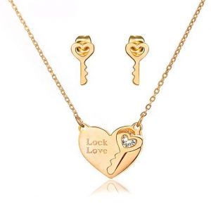 Conjuntos de joyas de collar de llave de corazón