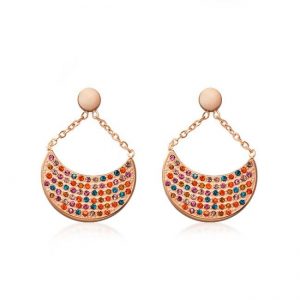 Aretes colgantes de acero inoxidable rosa oro