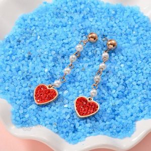 Pendientes de gota de corazón rosa oro