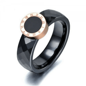 Anillos numero romanos cerámica, Negro, tipo bvlgari