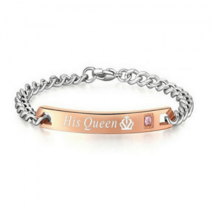 Pulsera King and Queen, plata y rosa