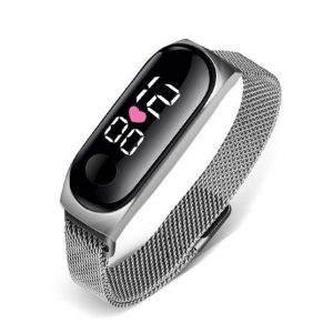 Reloj LED Corazon Plata