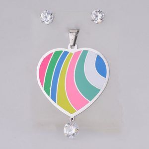 Aretes y dije corazón modelo kb165