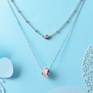Collar doble lienzo color plata