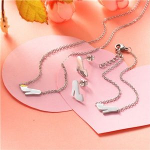 Conj plat collar y aretes mod zapatilla