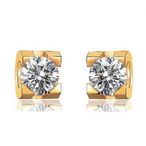 Aretes dorados piedra plateada