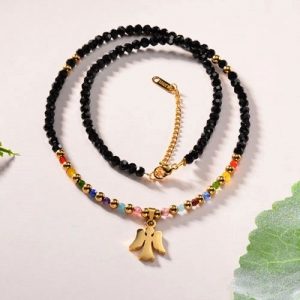 Collar dor piedra colores dije ángel