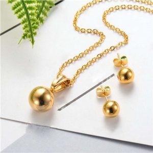 Conj dor collar y arete bola