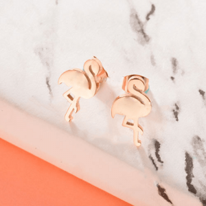 Arete rosa oro flamingo