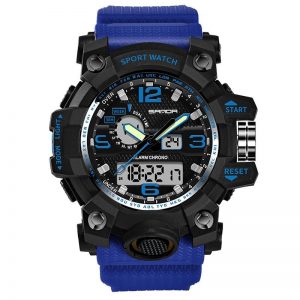 Reloj Digital Análogo Tipo militar SANDA 742 Azul