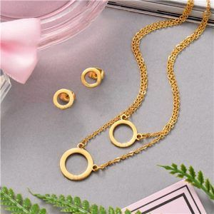 Conjunto de Collar Doble Capa con Aretes mod kb244